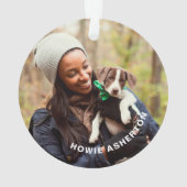 かわいい赤いおもしろいクリスマスペットの写真の素敵なリスト オーナメント (裏面)