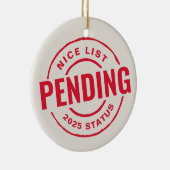 かわいい赤いおもしろいクリスマスペットの写真の素敵なリスト セラミックオーナメント (右)