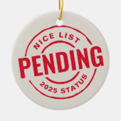 かわいい赤いおもしろいクリスマスペットの写真の素敵なリスト セラミックオーナメント (正面)