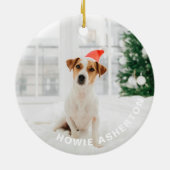 かわいい赤いおもしろいクリスマスペットの写真の素敵なリスト セラミックオーナメント (裏面)