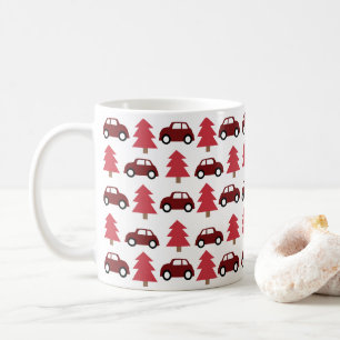 かわいい赤いおもちゃの車のクリスマスツリー コーヒーマグカップ