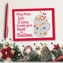 かわいい赤いかわいいホットココアクリスマス漫画 ポストカード