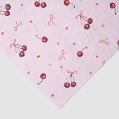 かわいい赤いさくらんぼのハートがピンクで弓 薄葉紙 (詳細)
