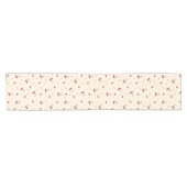 かわいい赤いさくらんぼハートが弓オンクリーム ショートテーブルランナー (横)