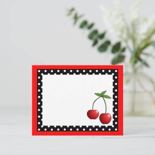 かわいい赤いさくらんぼフラットありがとうノート 招待状 (スタンド正面)