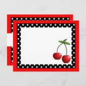 かわいい赤いさくらんぼフラットありがとうノート 招待状 (正面/裏面)