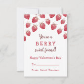 かわいい赤いちごバレンタイン ノートカード (正面)