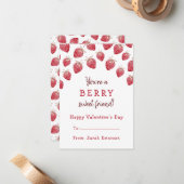 かわいい赤いちごバレンタイン ノートカード (正面/裏面インサイチュ)