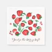 かわいい赤いちごプリン果実水彩パターン スタンダードカクテルナプキン (正面)