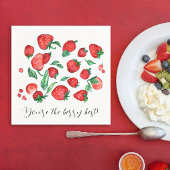 かわいい赤いちごプリン果実水彩パターン スタンダードカクテルナプキン