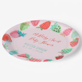 かわいい赤いちごベリー甘い赤ちゃんシャワー ペーパープレート (アングル)