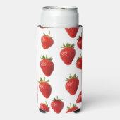 かわいい赤いちご新鮮なフルーツモノグラムのおもしろい スリム缶クーラー (Seltzer裏面)