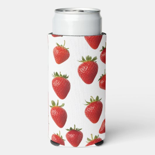 かわいい赤いちご新鮮なフルーツモノグラムのおもしろい スリム缶クーラー (Seltzer裏面)