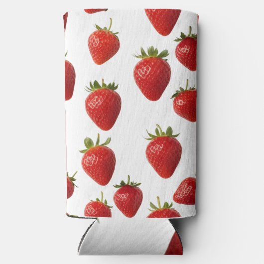 かわいい赤いちご新鮮なフルーツモノグラムのおもしろい スリム缶クーラー (裏面)