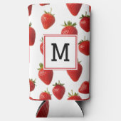 かわいい赤いちご新鮮なフルーツモノグラムのおもしろい スリム缶クーラー (正面)