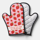 かわいい赤いちご柄の追加カスタム文字 鍋つかみ (正面/裏面)