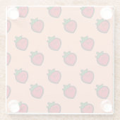 かわいい赤いちご柄ビーガン ガラスコースター (裏面)