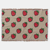 かわいい赤いちご柄ビーガン スローブランケット (正面)