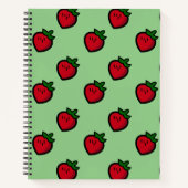 かわいい赤いちご柄ビーガン ノートブック (正面)