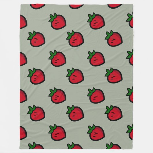 かわいい赤いちご柄ビーガン フリースブランケット (正面)