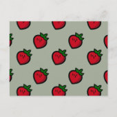 かわいい赤いちご柄ビーガン ポストカード (正面)