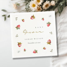 かわいい赤いちご葉植物性ベビーシャワー