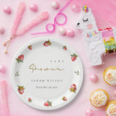 かわいい赤いちご葉植物性ベビーシャワー ペーパープレート (パーティー)