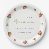 かわいい赤いちご葉植物性ベビーシャワー ペーパープレート (正面)