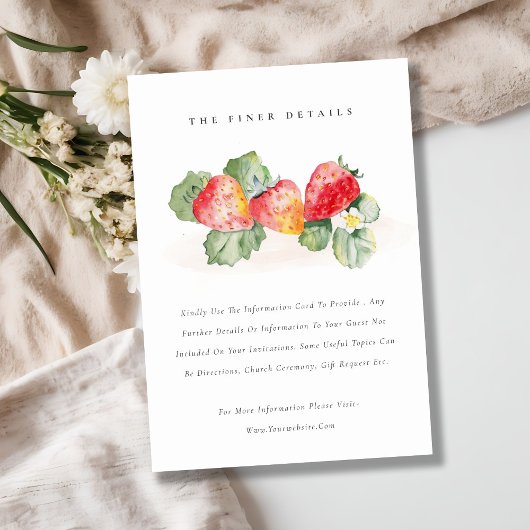 かわいい赤いちご葉結婚の詳細 エンクロージャーカード