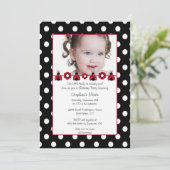 かわいい赤いてんとう虫の写真を使った誕生日パーティーの招待状 招待状 (スタンド正面)