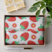 かわいい赤いイチゴと花（白） 薄葉紙 (ギフト)