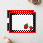 かわいい赤いイチゴのフラットありがとうノートカード ノートカード (正面/裏面インサイチュ)