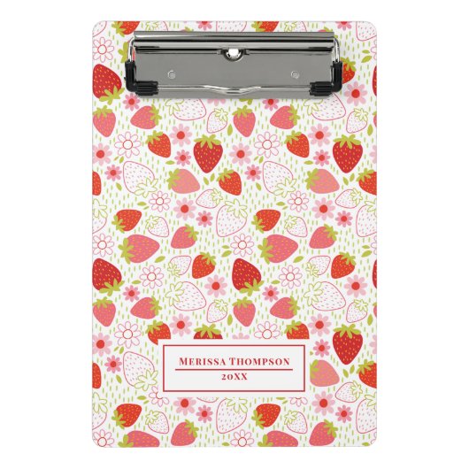 かわいい赤いイチゴ ミニクリップボード (正面)