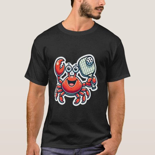 かわいい赤いカニのピックルボールデザイン Tシャツ (正面)