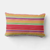 かわいい赤いカラフルストライプ ランバークッション (裏面)