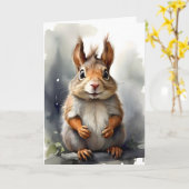 かわいい赤いキツネの肖像 空白の挨 カード (黄色い花)