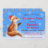 かわいい赤いキツネ冬のクリスマスパーティー シーズンカード (正面/裏面)