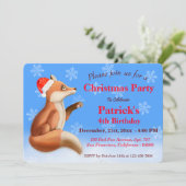 かわいい赤いキツネ冬のクリスマスパーティー シーズンカード (スタンド正面)