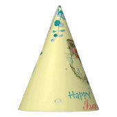 かわいい赤いキツネ動物ジャングルフローラ誕生日 パーティーハット (左)