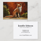 かわいい赤いキツネ太陽の下に座って 名刺 (正面/裏面)