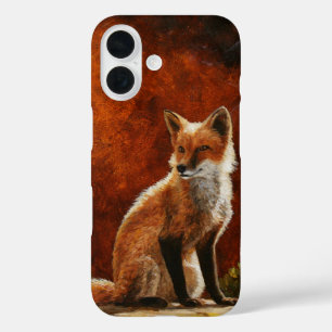 かわいい赤いキツネ太陽の下に座って iPhone 16ケース