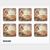 かわいい赤いキツネ、この本は蔵書票 スクエアシール (シート)