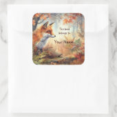 かわいい赤いキツネ、この本は蔵書票 スクエアシール (バッグ)