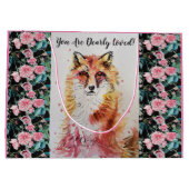 かわいい赤いキツネ&バラが大好きな抱き枕 ラージペーパーバッグ (裏面)