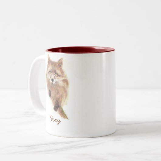 かわいい赤いキツネ,フォックス野生動物,動物,自然 ツートーンマグカップ (正面左)