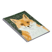 かわいい赤いキツネ、雪の中。  ノートブック (右側)