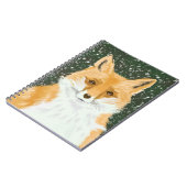 かわいい赤いキツネ、雪の中。  ノートブック (左側)