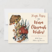 かわいい赤いキノコの家のクリスマスカード シーズンカード (正面)