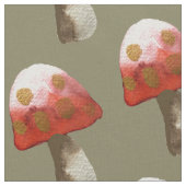 かわいい赤いキノコの水彩画 ファブリック (クローズアップ)