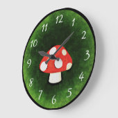 かわいい赤いキノコ ラージ壁時計 (傾斜)